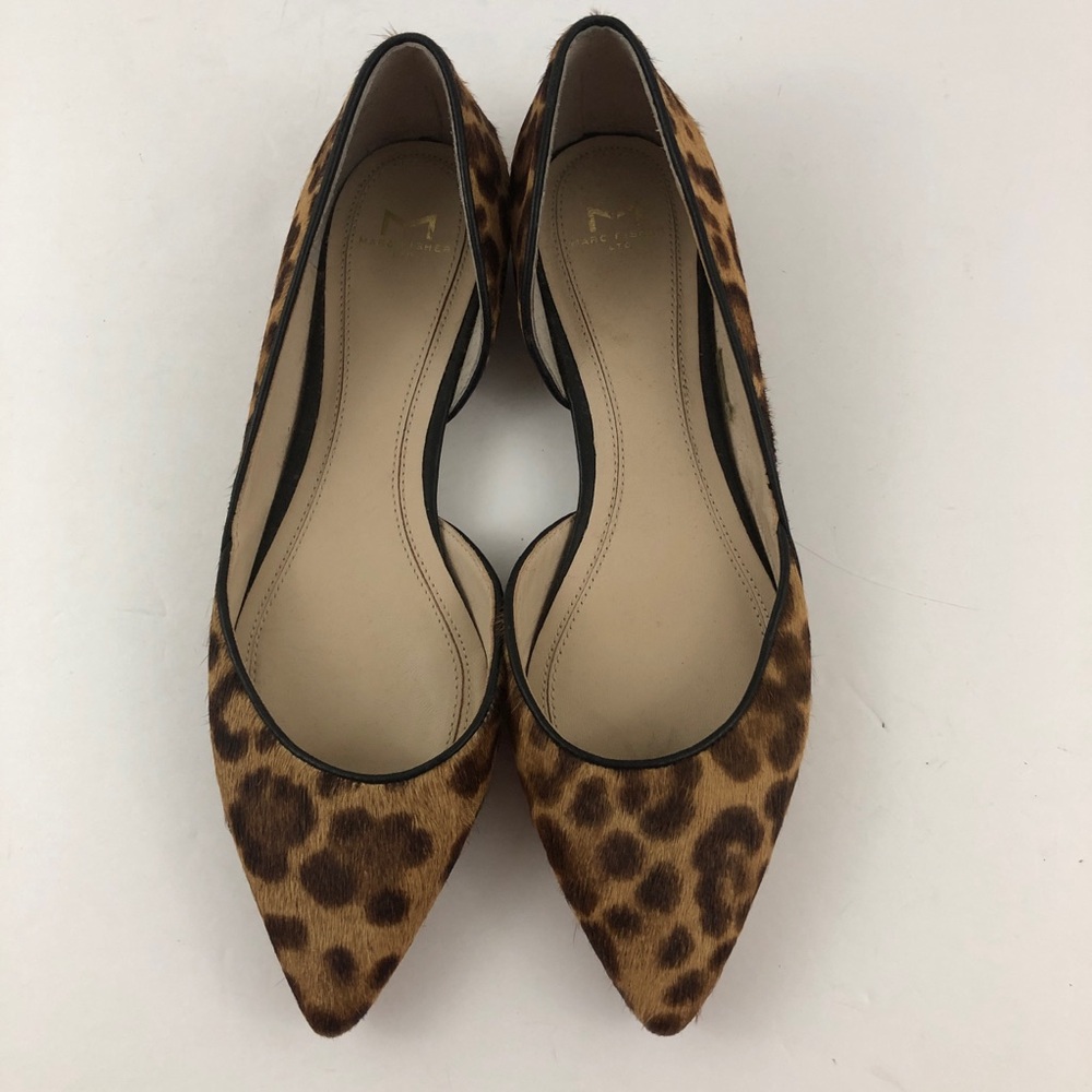 Marc Fisher Flats Women 7 Sunny Calf Hair Leopard Print d’Orsay Slip on Shoes